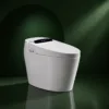 Toilettes intelligentes VONDDW à profil bas avec jupe, fonctions bidet avancées, siège chauffant et chasse d'eau automatique, blanc brillant (1) Toilettes intelligentes VONDDW à profil bas avec jupe, fonctions bidet avancées, siège chauffant, chasse d'eau automatique, finition blanche brillante