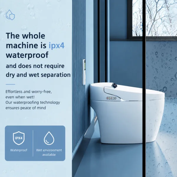 Toilettes intelligentes VONDDW à profil bas avec jupe, fonctions bidet avancées, siège chauffant, chasse d'eau automatique, finition blanche brillante (2) Toilettes intelligentes VONDDW à profil bas avec jupe, fonctions bidet avancées, siège chauffant, chasse d'eau automatique, finition blanche brillante